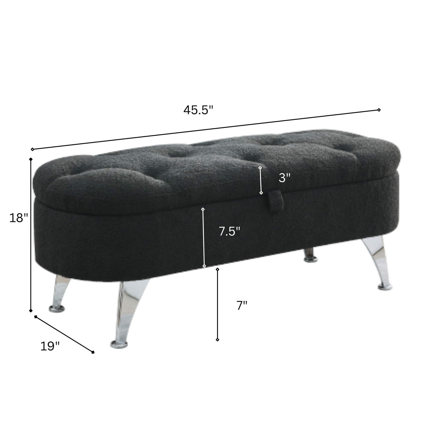 Angelina Storage Bench Black