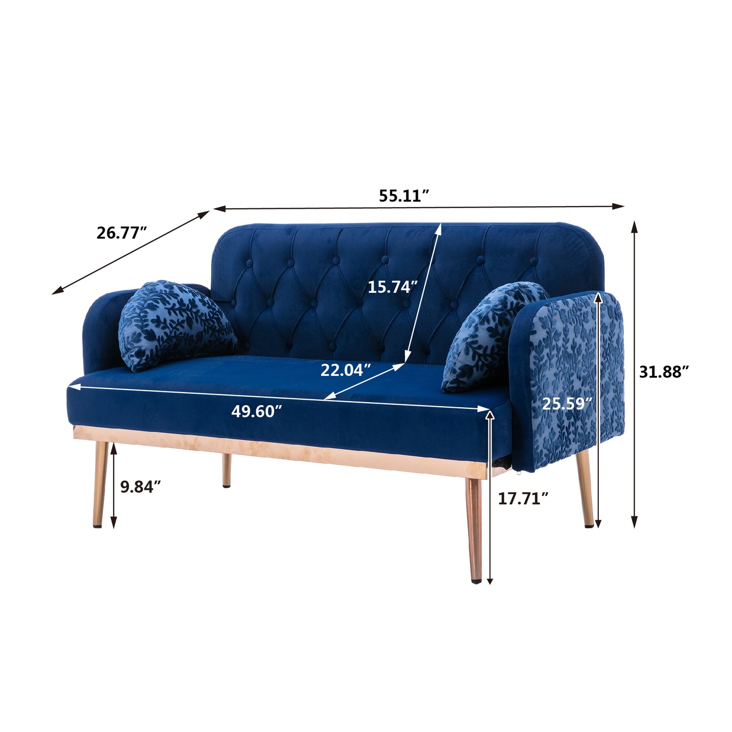 Sophia Sofa 55" Navy