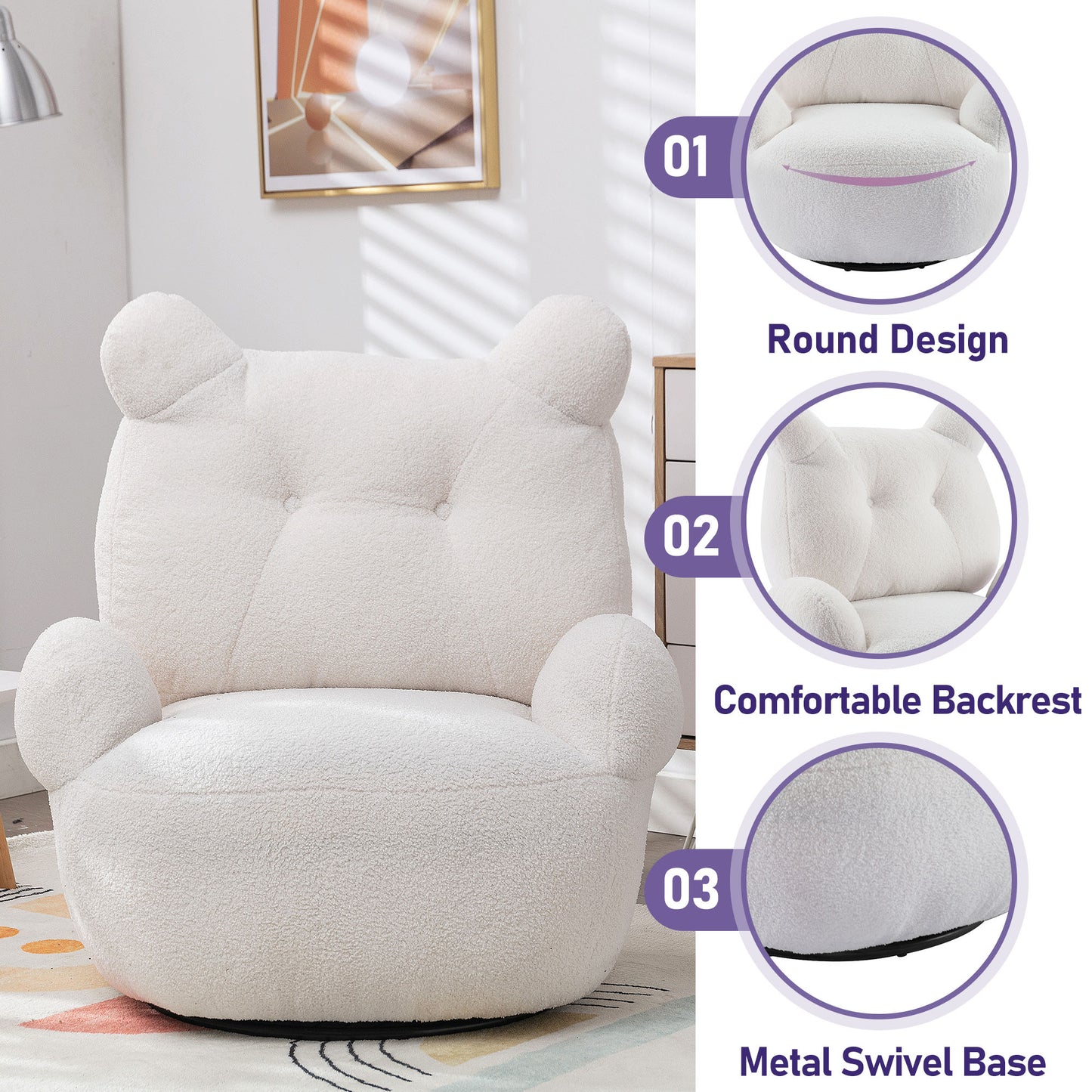 Bear Accent Chair White