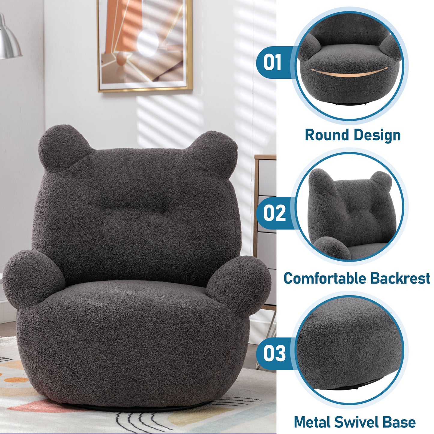 Bear Accent Chair Dark Gray
