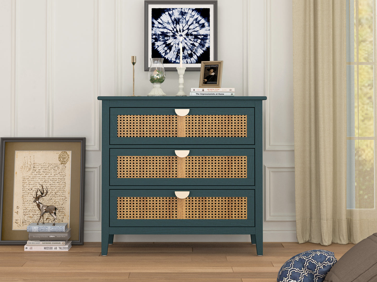 Georgia 3-Drawers Cabinet 31" Green