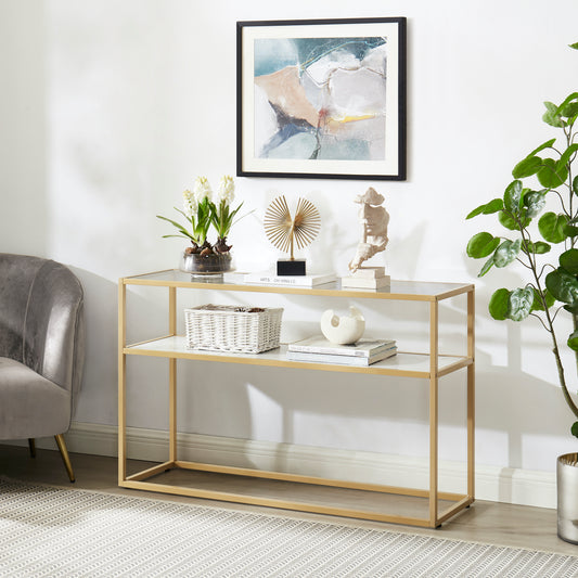 Lynn Glass Console Table 48" Gold