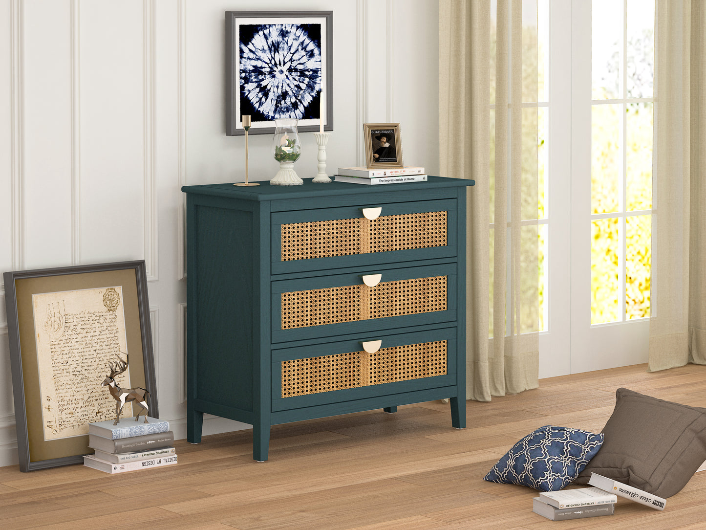 Georgia 3-Drawers Cabinet 31" Green