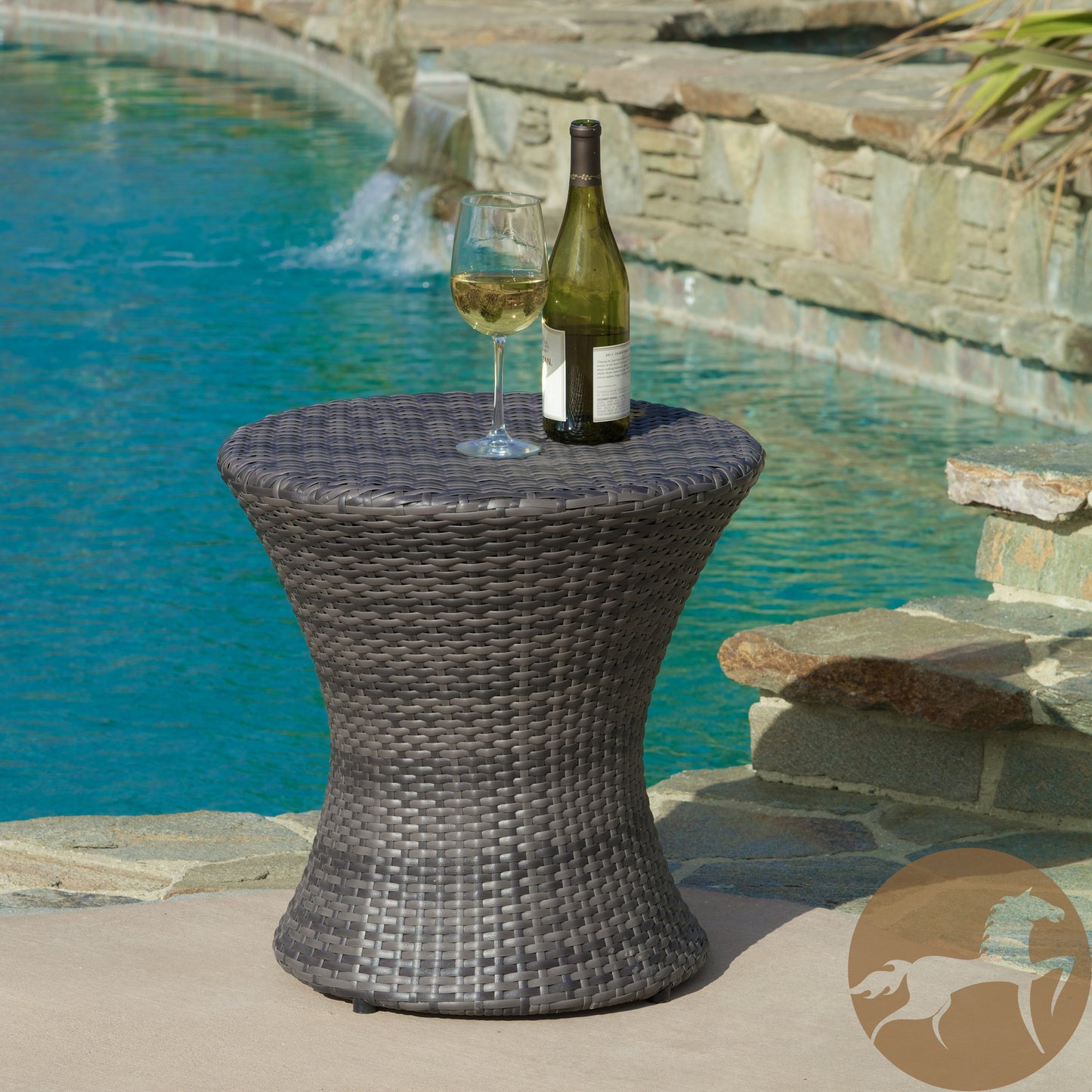 Amilia Outdoor Wicker Side Table Gray