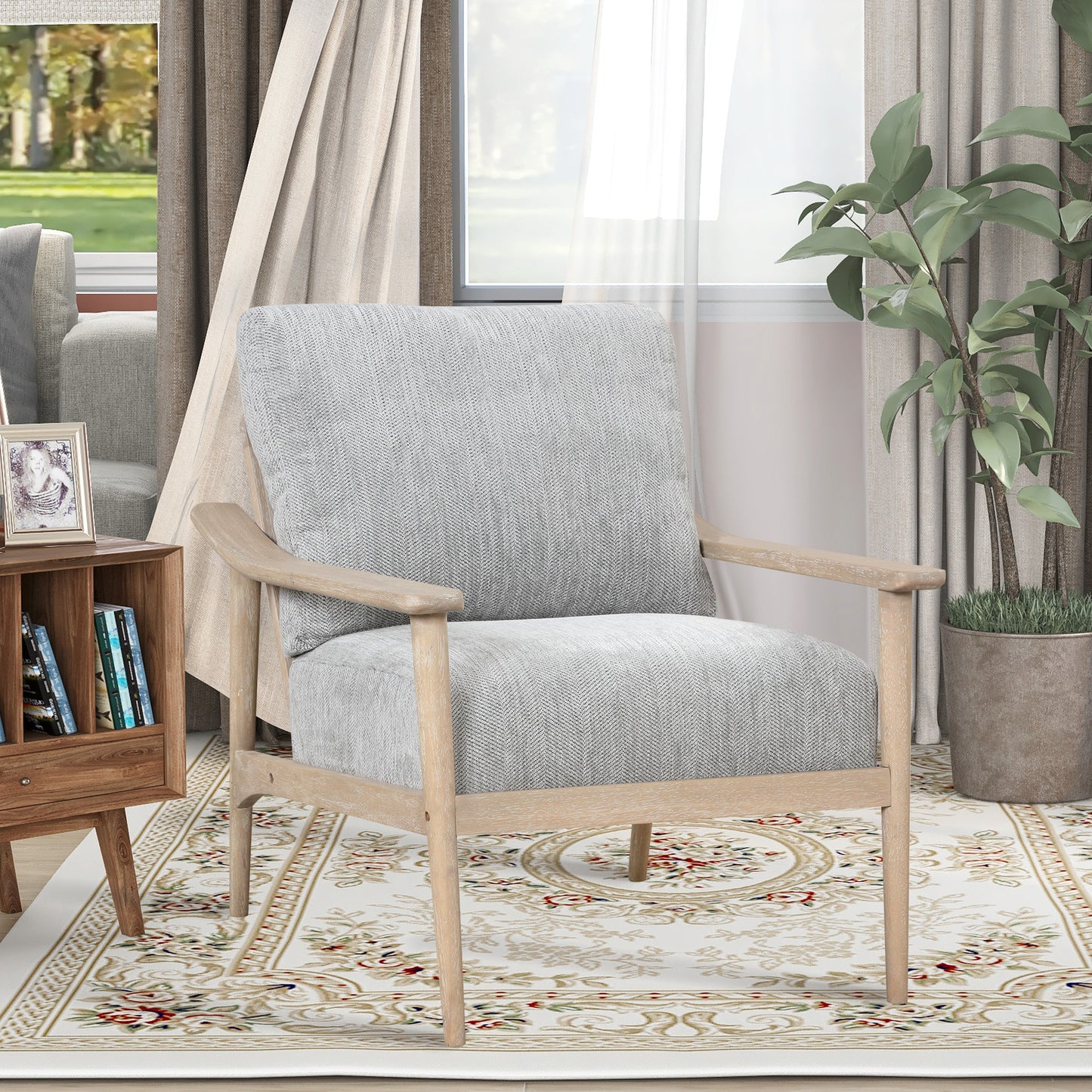 Kade Wood Accent Chair Beige