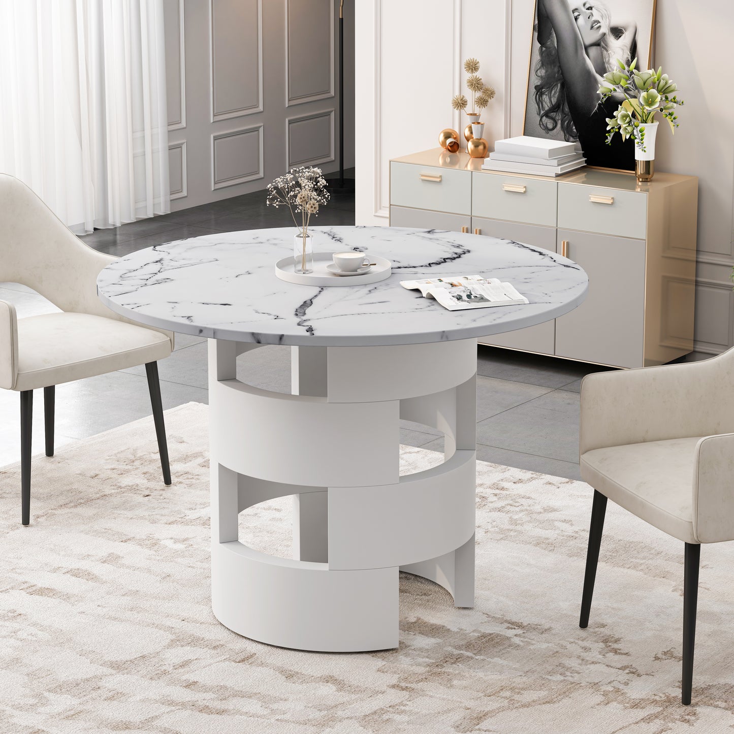 Bung Dining Table 42.12" White