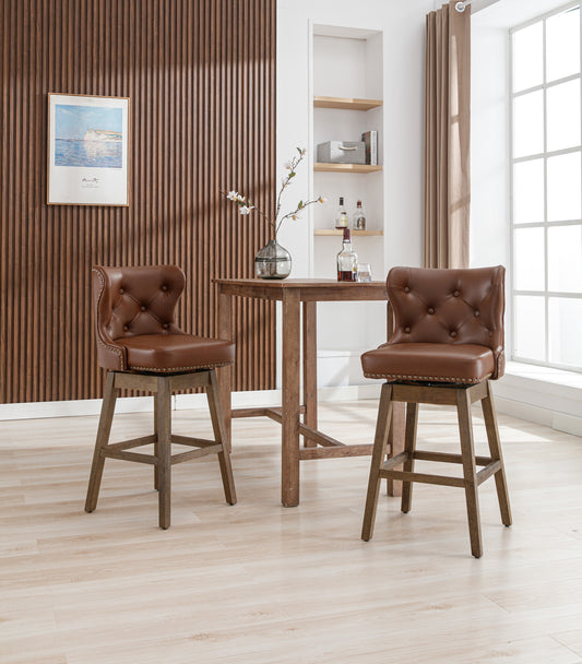 Taylor Vegan Leather Bar Stools Brown 2PCS