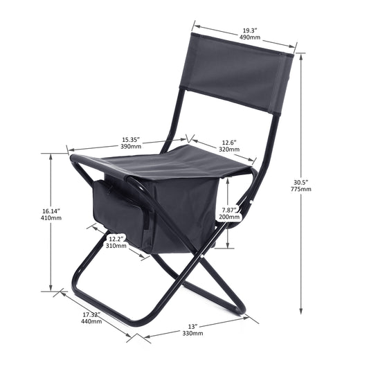 Daniel Outdoor Folding Chairs 2 PCs Gray