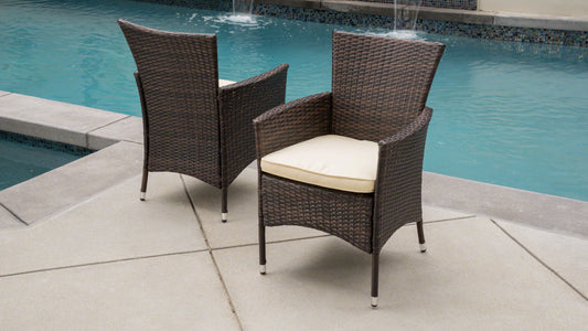 Amilia Outdoor Wicker Chairs Brown (2PCs)