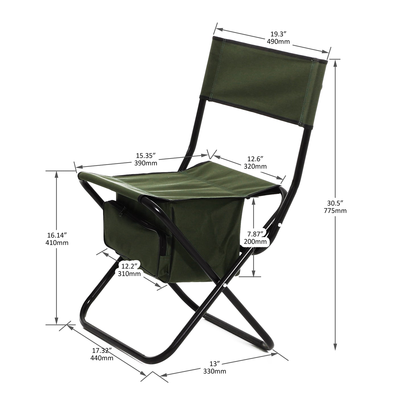 Daniel Outdoor Folding Chairs 2 PCs Green