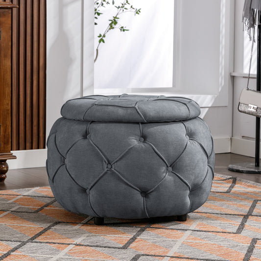 Alexandra Ottoman 17.7"H  Gray