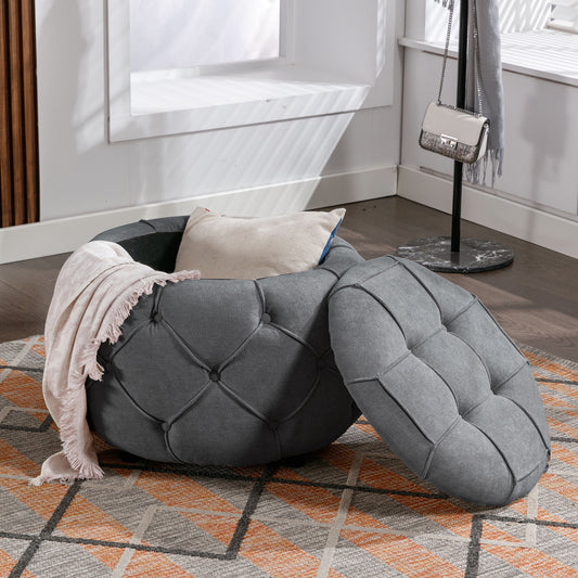 Alexandra Ottoman 17.7"H  Gray