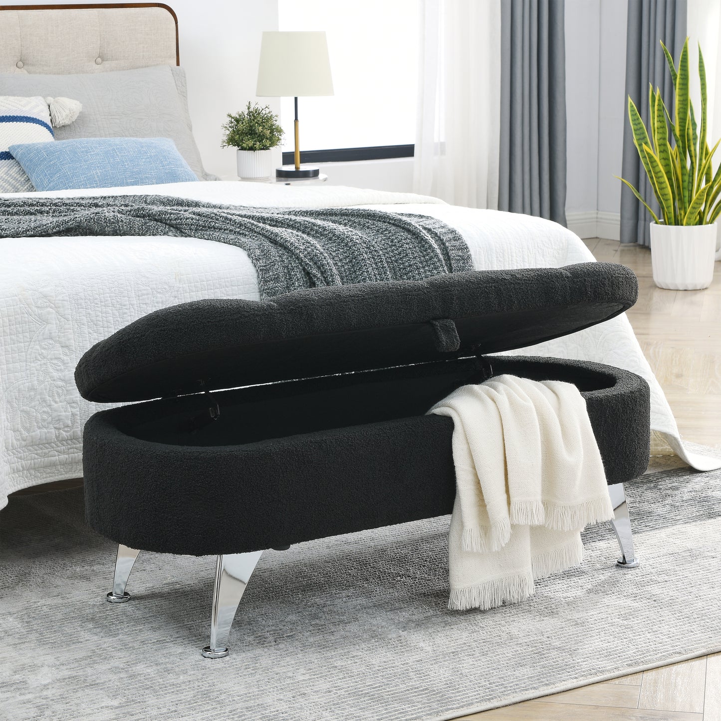 Angelina Storage Bench Black