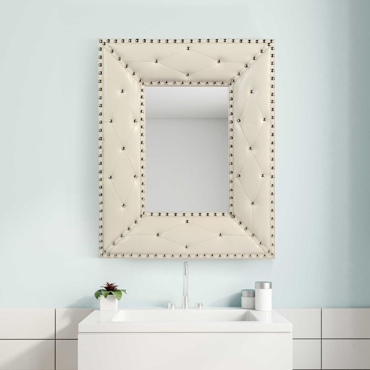 Minerva Rectangular Mirror Beige