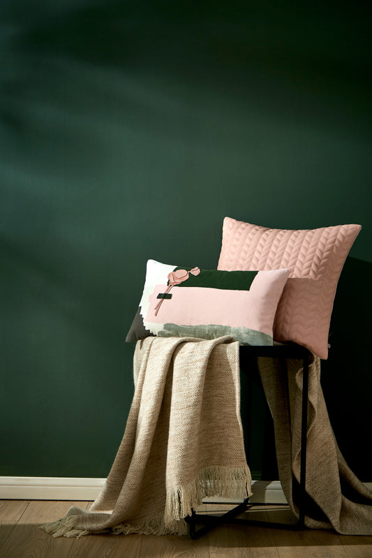 3D Flower Pattern Accent Pillow Lumbar Cushion Cover & Insert Pink