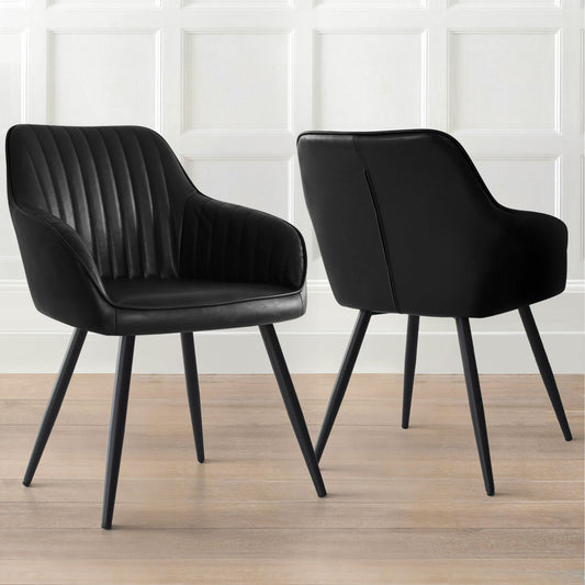 Alexandra PU Arm Dining Chair Black