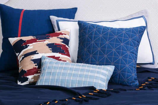 Checkerboard Patterns Square Cushion Cover & Insert Blue