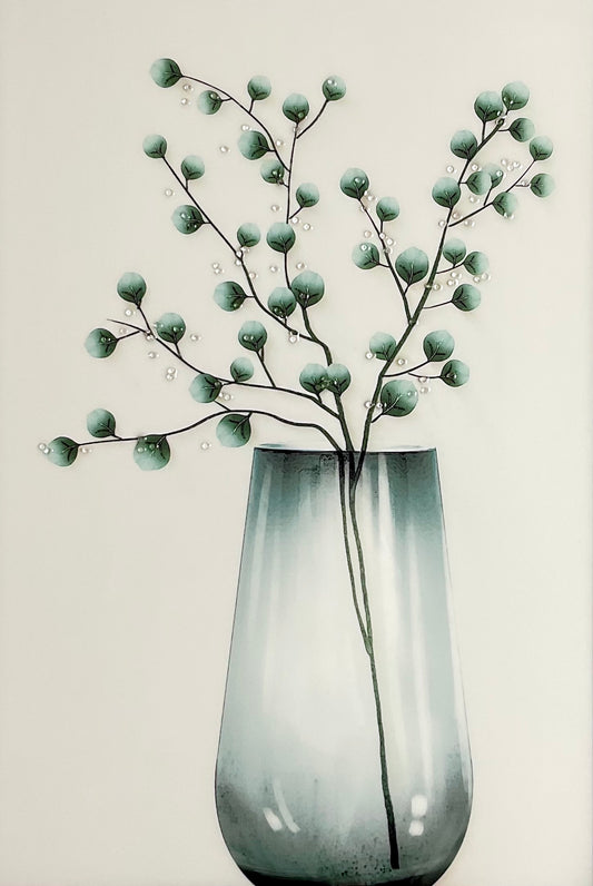 Green Vase 3D Crystal Porcelain Painting