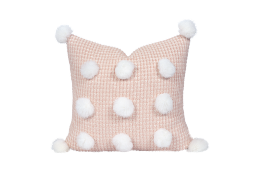 Pom-Poms Square Cushion Cover & Insert Pink