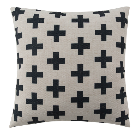 Cross Pattern Square Cushion Cover & Insert Black/White