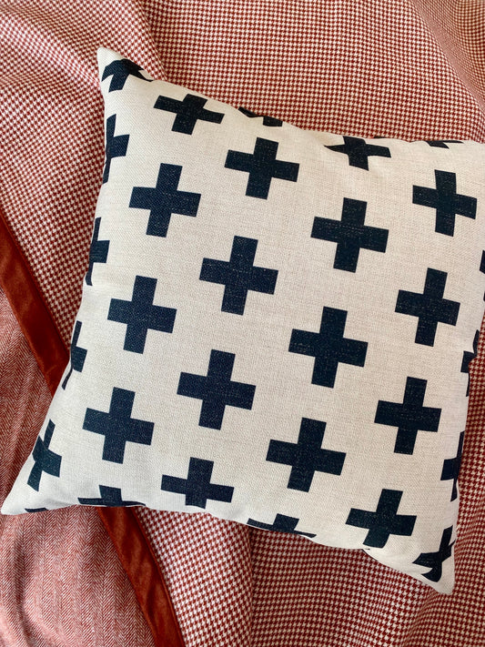 Cross Pattern Square Cushion Cover & Insert Black/White