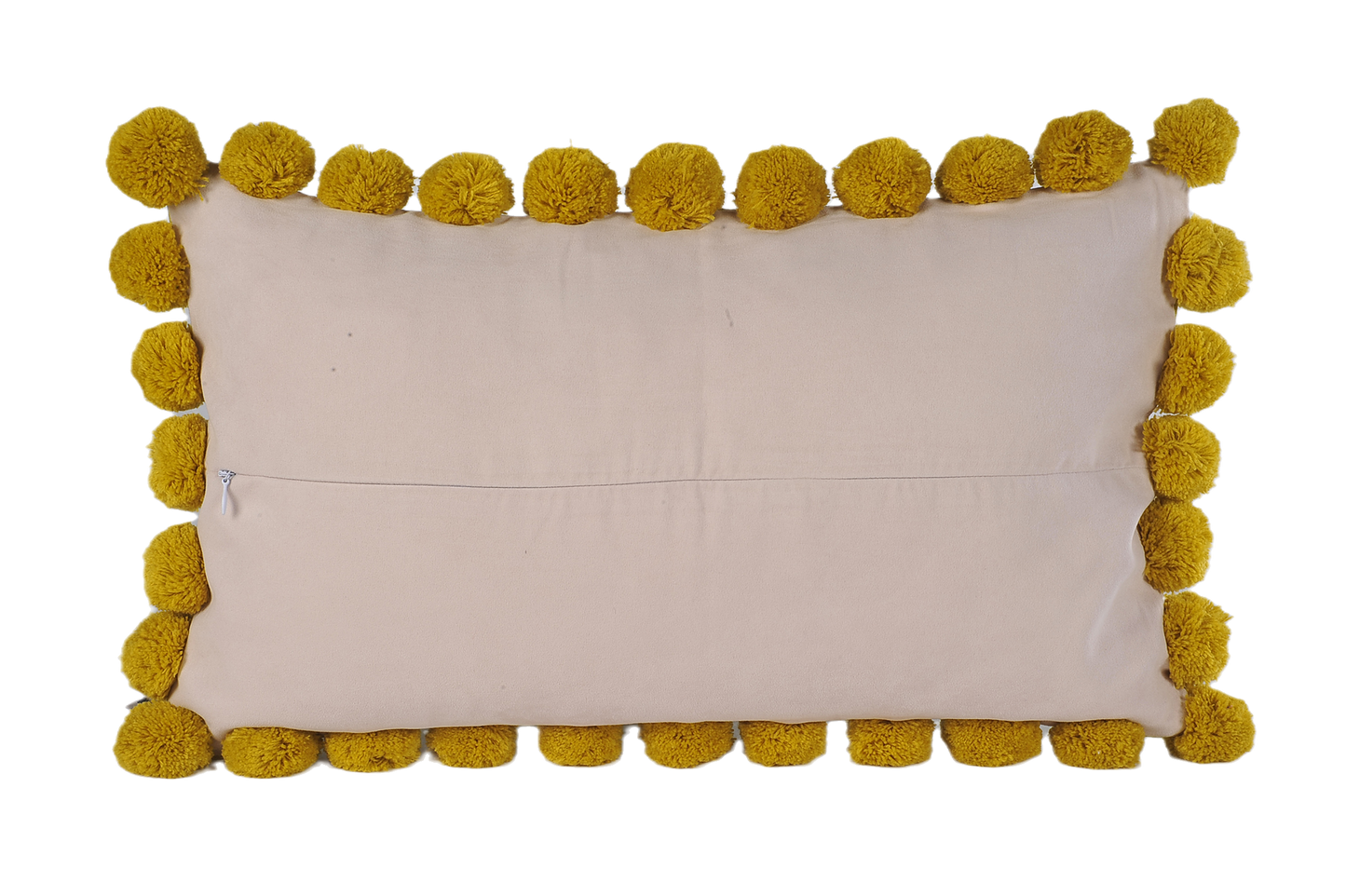 Pom-Poms Accent Pillow Lumbar Cushion Cover & Insert Green