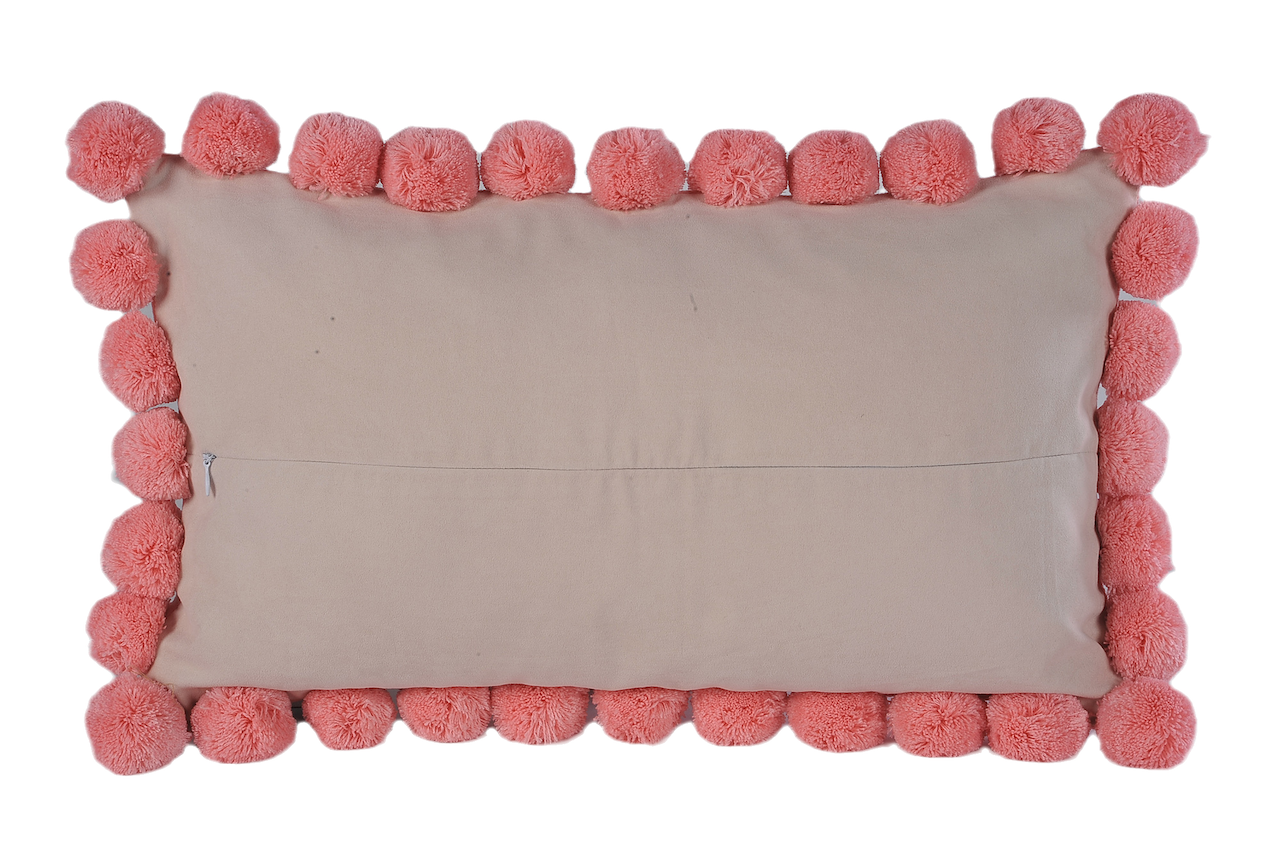 Pom-Poms Lumbar Cushion Cover & Insert  Pink