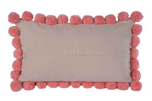 Pom-Poms Lumbar Cushion Cover & Insert  Pink