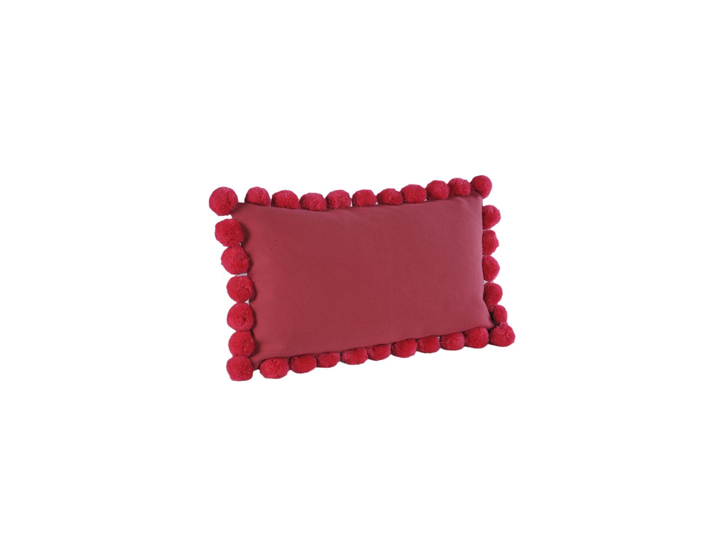 Pom-Poms Lumbar Cushion Cover & Insert  Red