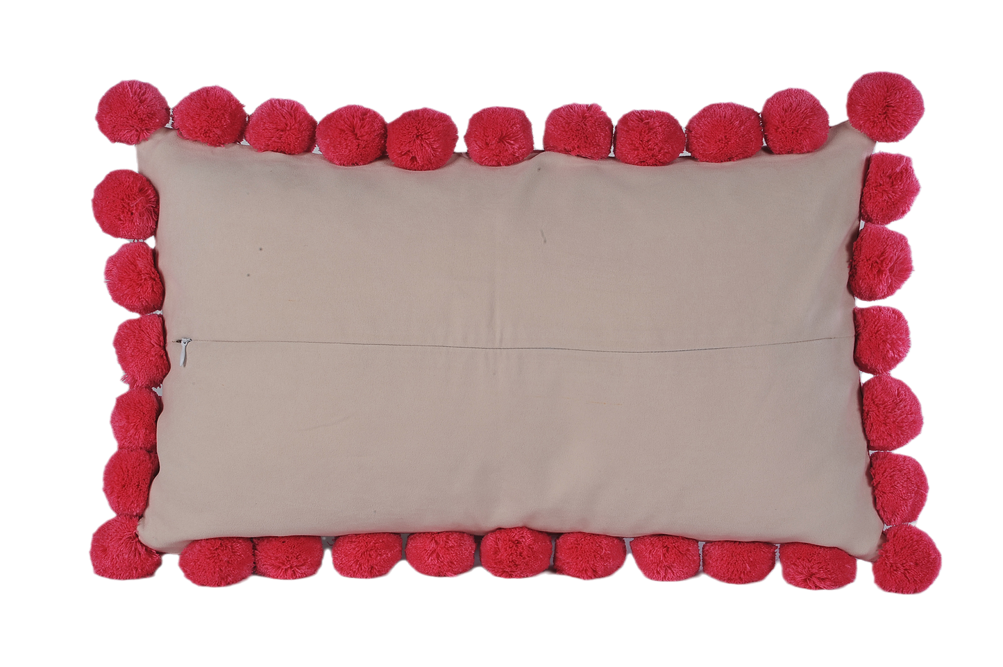 Pom-Poms Lumbar Cushion Cover & Insert  Red