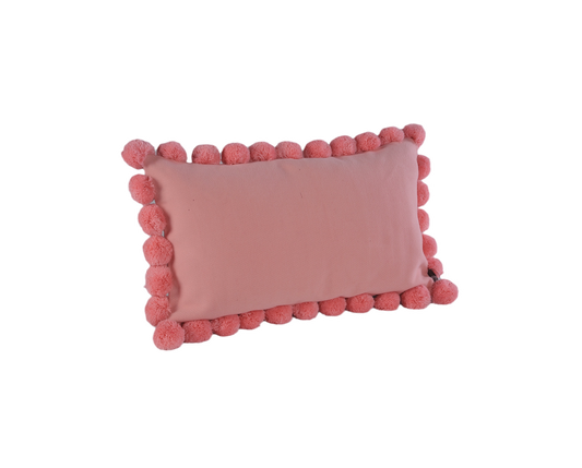 Pom-Poms Lumbar Cushion Cover & Insert  Pink