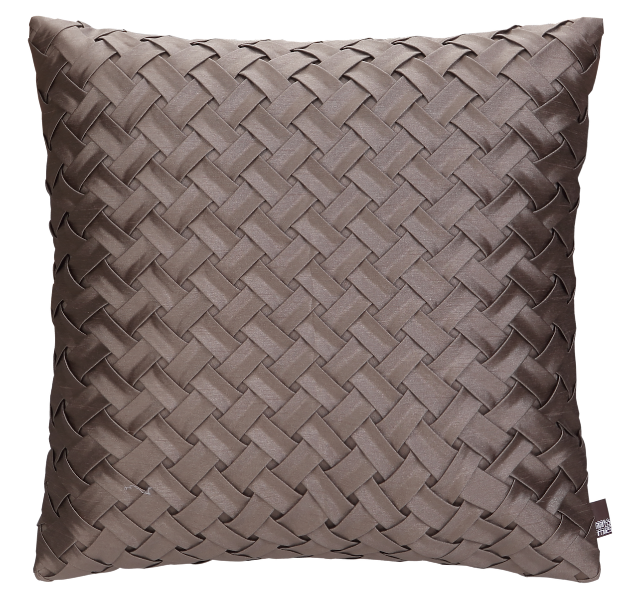 Woven Rattan Pattern Square Accent Pillow Cushion Cover & Insert Brown