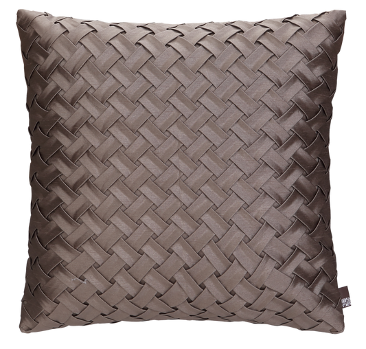 Woven Rattan Pattern Square Accent Pillow Cushion Cover & Insert Brown