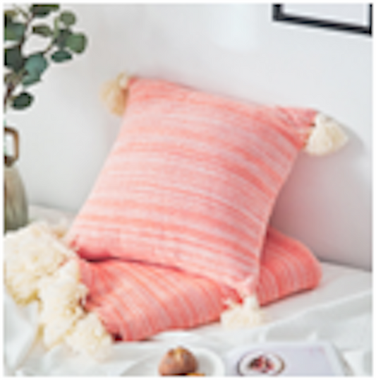 Tassels Accent Pillow Square Cushion Cover & Insert