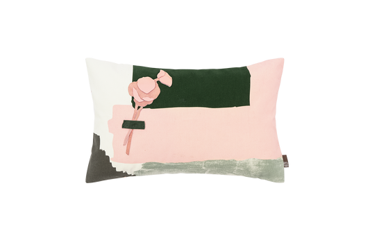 3D Flower Pattern Accent Pillow Lumbar Cushion Cover & Insert Pink