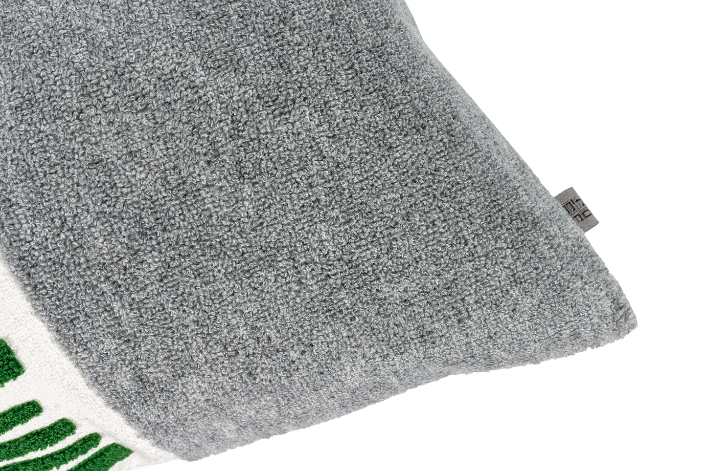 3D Towel Embroidered Square Cushion & Insert Green / Gray