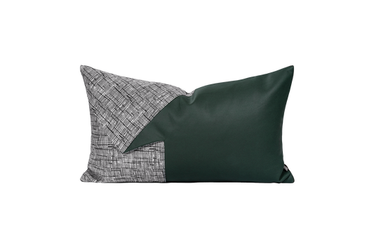 3D Patchwork Pleats Accent Pillow Lumbar Cushion Cover & Insert Green/Grey