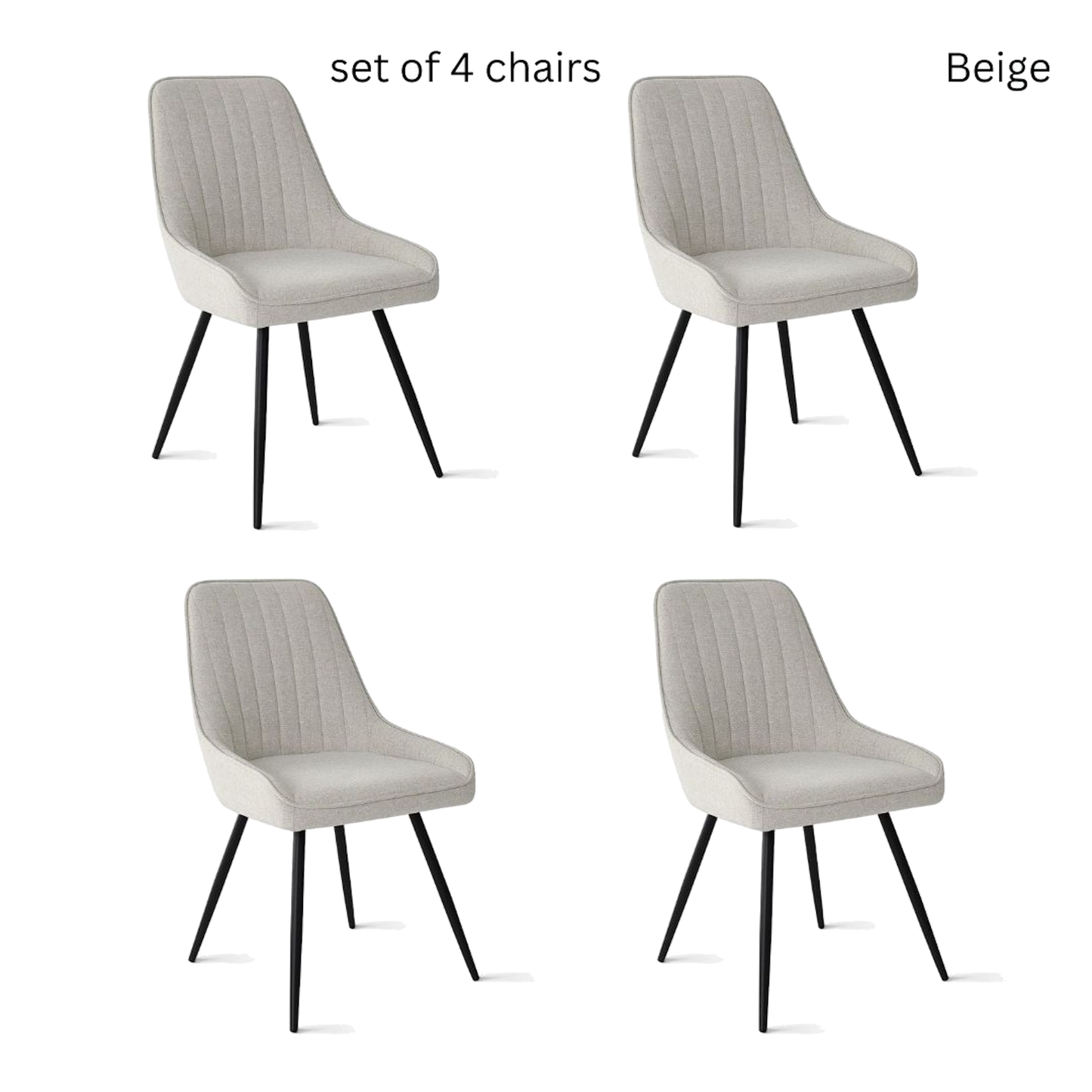 Alexandra Set of 4 Fabric Dining Side Chairs Beige